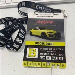 Barrett-Jackson Bidder Guest Pass - USED - Souvenir only